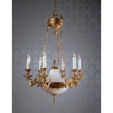 Empire Style Bronze Chandelier with Porcelain