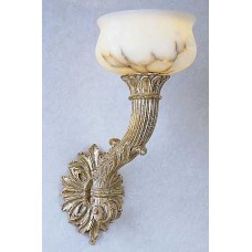 Florentine Carved Wood Wall Torch with Alabaster
