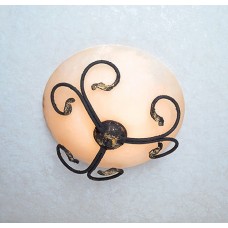 Iron Flush Mount with Alabaster