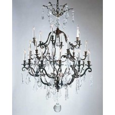 Bronze Chandelier with Czech Crystal and Strass