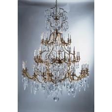 Bronze Chandelier with Hand Polished Czech Crystal