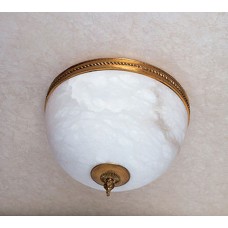 Alabaster and Bronze Ceiling Fixture