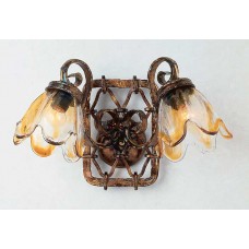 Hand Forged Iron with Murano Glass Wall Sconce