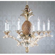 Hand Carved Wood Chandelier with Pineapple