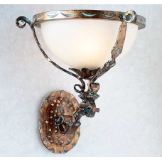 Hand Forged Iron And Murano Glass Wall Sconce