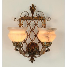 Hand Forged Iron And Alabaster Wall Sconce