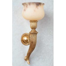 Neo Classic Carved Wood Sconce with Alabaster