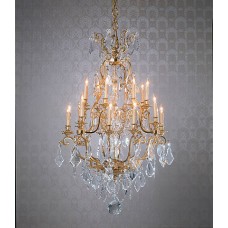 Cast Bronze Chandelier Dressed with Czech Crystal