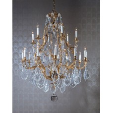 Cast Bronze Chandelier Dressed with Czech Crystal