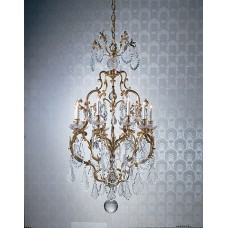 Cast Bronze Chandelier Dressed with Czech Cry