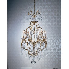 Cast Bronze Chandelier Dressed with Czech Cry