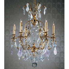 Bronze Chandelier with Czech Crystal and Amethyst