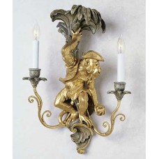 Hand Carved Wood Monkey Wall Sconce