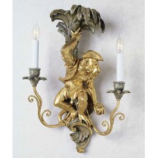 Hand Carved Wood Monkey Wall Sconce