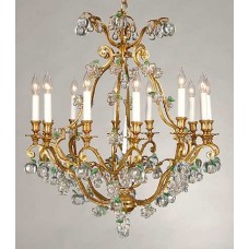 Bronze Chandelier with Crystal Fruit