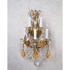 Versailles Sconce Dressed with Amber And Clear Cut
