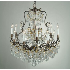 Sandcast Bronze Crystal Chandelier