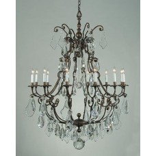 Sandcast Bronze Crystal Chandelier