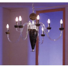 Chrome and Art Glass Chandelier