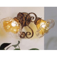 Iron Wall Sconce with Amber Glass