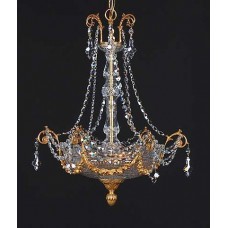 Bronze and Cut Crystal Chandelier