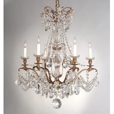 Sand Cast Bronze Chandelier with Crystals