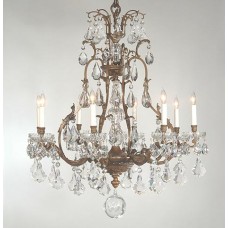 Bronze Cast Chandelier with Cut Crystals