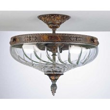 Bronze and Lead Crystal Semi Flush