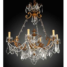 Bronze Chandelier with Crystal Swags